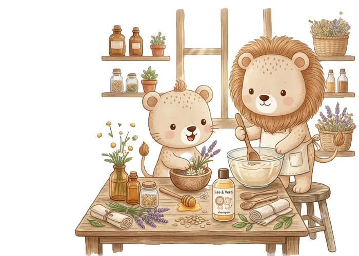 Leo y Vera preparando la fórmula